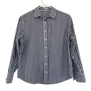 Reformation 100% cotton blue and white striped shirt Women’s size S